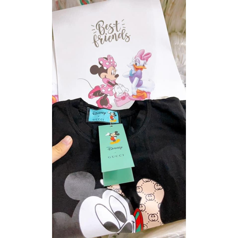 Áo thun bé trai bé gái Set 2 chiếc hình Mickey Phối Màu Đen Trắng hàng xuất dư cao cấp KÈM TÚI GIẤY