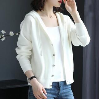 Áo Khoác Len Cardigan Có Nón Phong Cách Hàn Quốc 2020 Cho Nữ