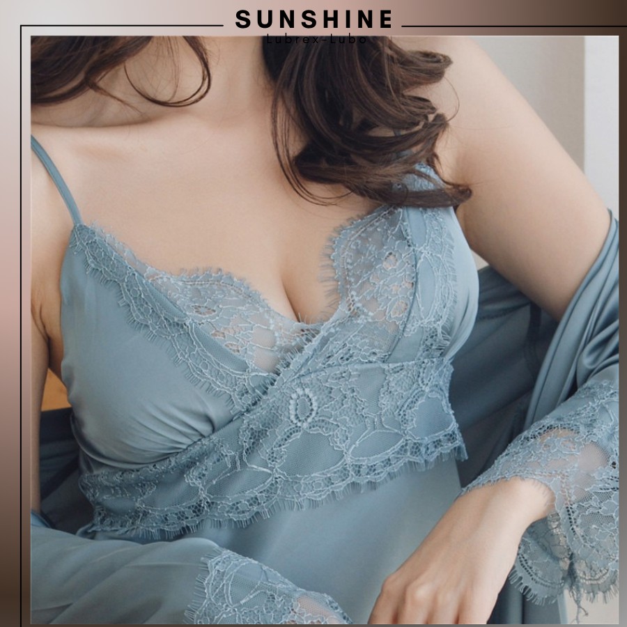 Váy ngủ hai dây lụa satin sexy cao cấp kèm mút ngực SUNSHINE LUBREXLUBO-MNT130