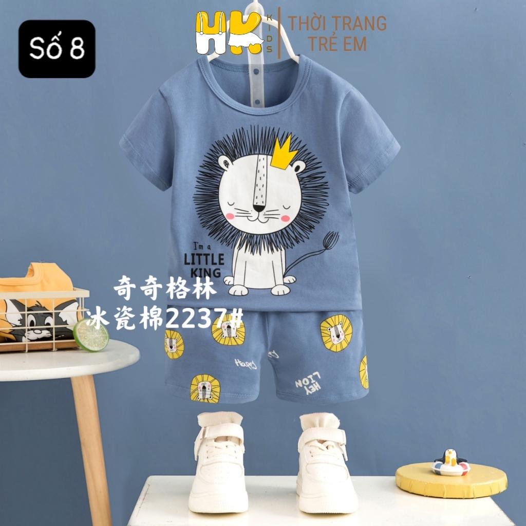 Bộ quần áo cộc tay size đại cho bé trai HK KIDS, bộ đồ ngắn tay cotton mềm mát size cho bé từ 8-10 tuổi