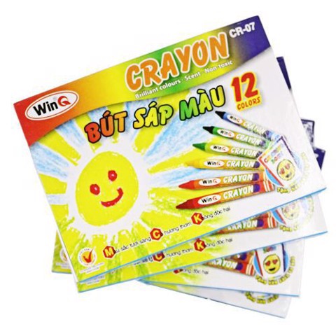 10 hộp bút sáp màu WinQ 12 màu - tặng sổ tay tô màu cho bé