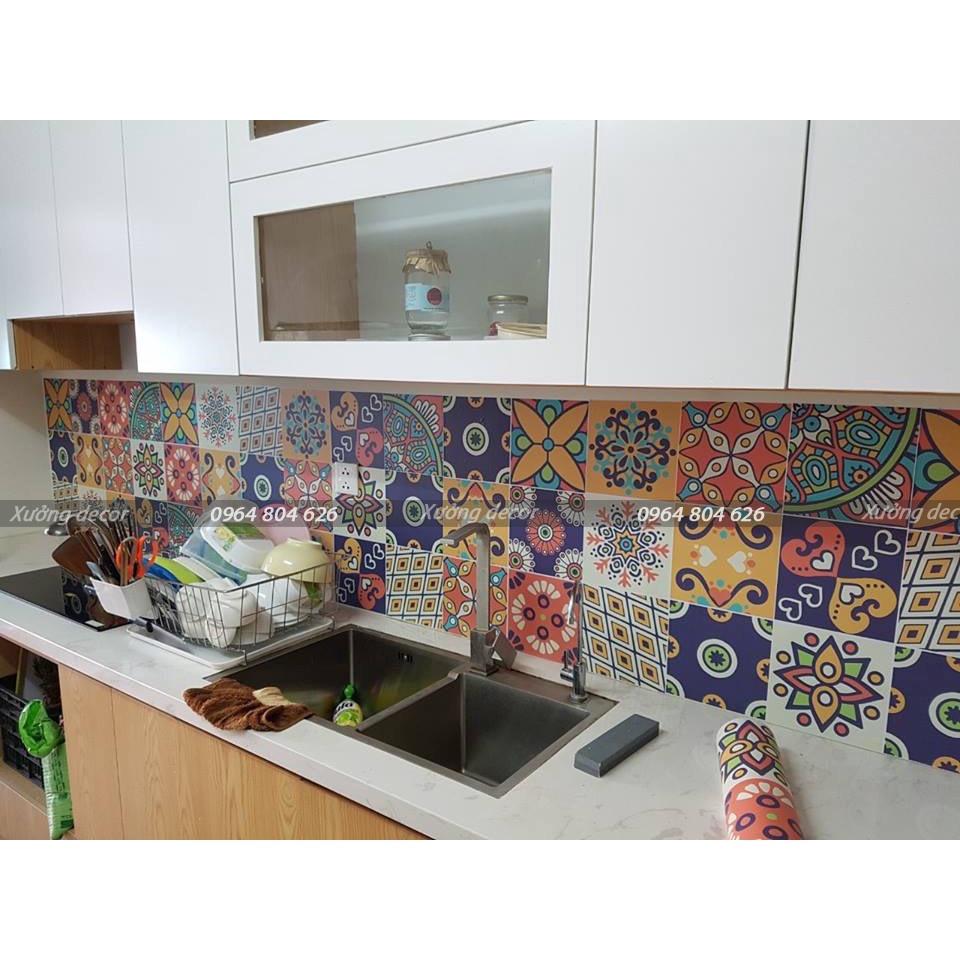 Decal Gạch Bông 40x60cm - Dán bếp, tường, Gạch men - Trang trí nhà cửa - Lá Tre Shop FL21