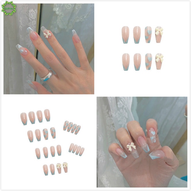 [Hàng mới về] Set 24 miếng gắn móng họa tiết bướm thời trang trang trí móng nghệ thuật keo có thể tháo rời