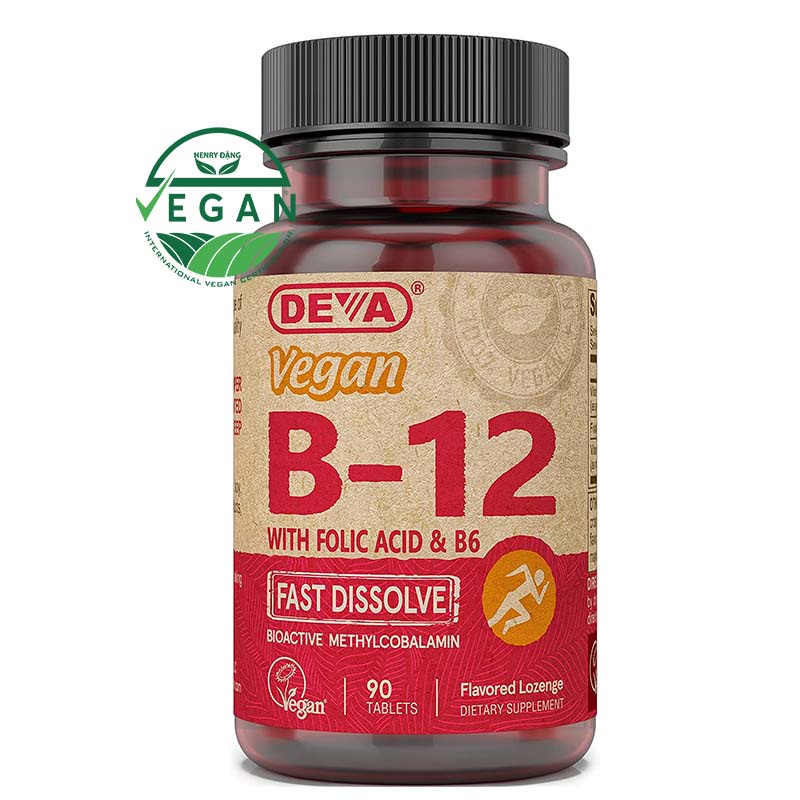 Deva Vegan Vitamin B12,B6 & A.cid Folic - Bổ Sung Vitamin B12,B6 & A.cid Folic Thuần Chay ( Viên Ngậ