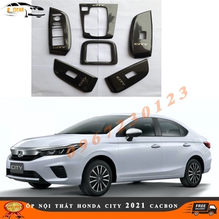 Ốp nội thất vân cacbon cho xe Honda city đời 2021 bộ 6 chi tiết chuẩn form