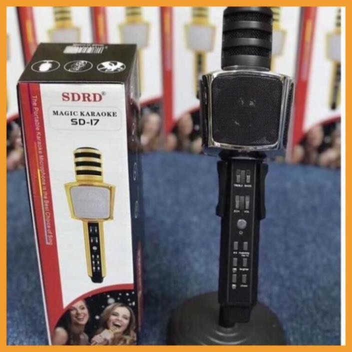 Micro karaoke bluetooth SD-17 JVJ, mic thu âm không dây âm thanh siêu chuẩn kết nối dễ dàng