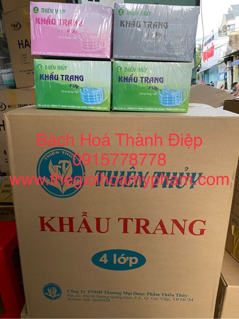 Nguyên thùng 50 hộp khẩu trang Thiên Thuỷ 4 lớp- CAO CẤP