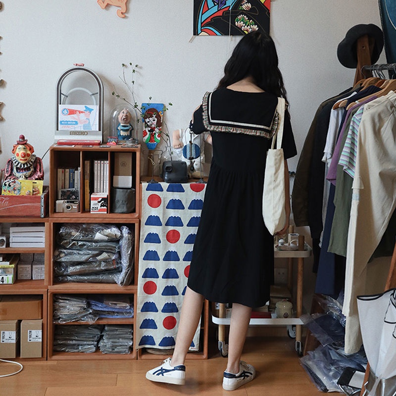 Đầm midi Màu Đen Phong Cách Thời Trang Nhật Hàn Ngọt Ngào Xinh Xắn