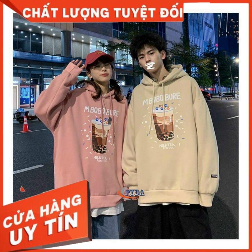 Áo hoodie nam nữ unisex in hình ly trà sữa, chất vải nỉ dày mịn, nón 2 lớp. áo hoodie tay dài dáng rộng  K031