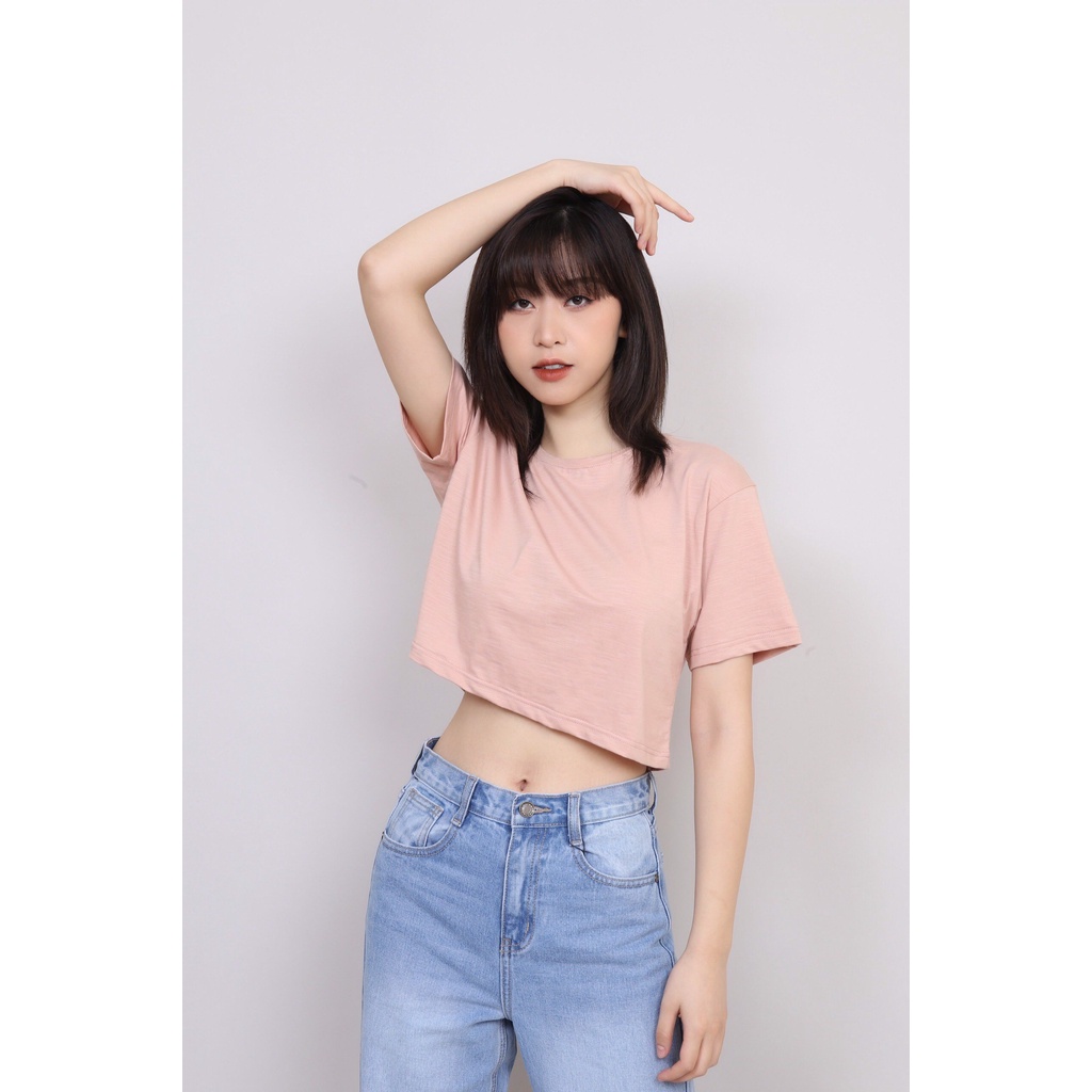 Áo Pull Croptop Dáng Rộng, Áo T-shirt Nữ Cổ Tròn Cá Tính CT Women