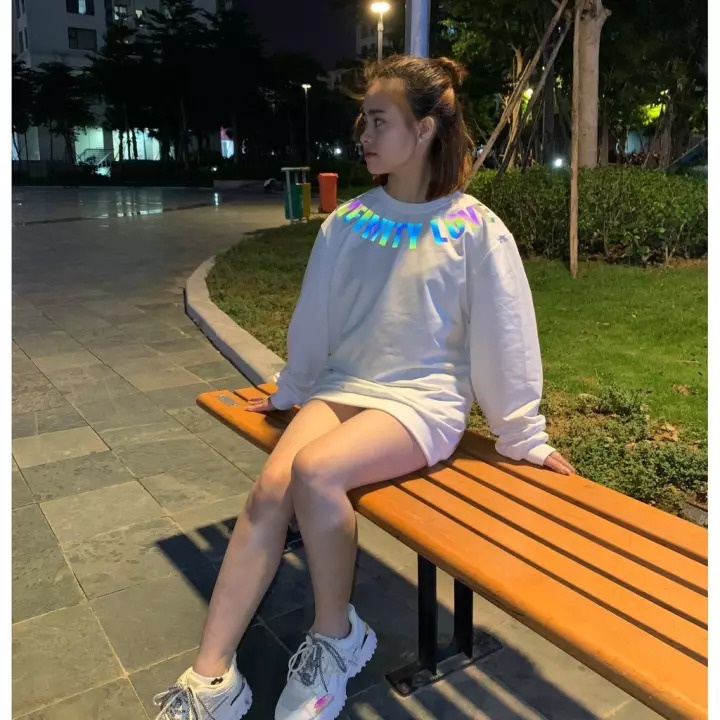 Áo Sweater IF.T in chữ Infinity Love Phản Quang 7 màu Áo nỉ Dài tay Unisex in hiệu ứng Hologram