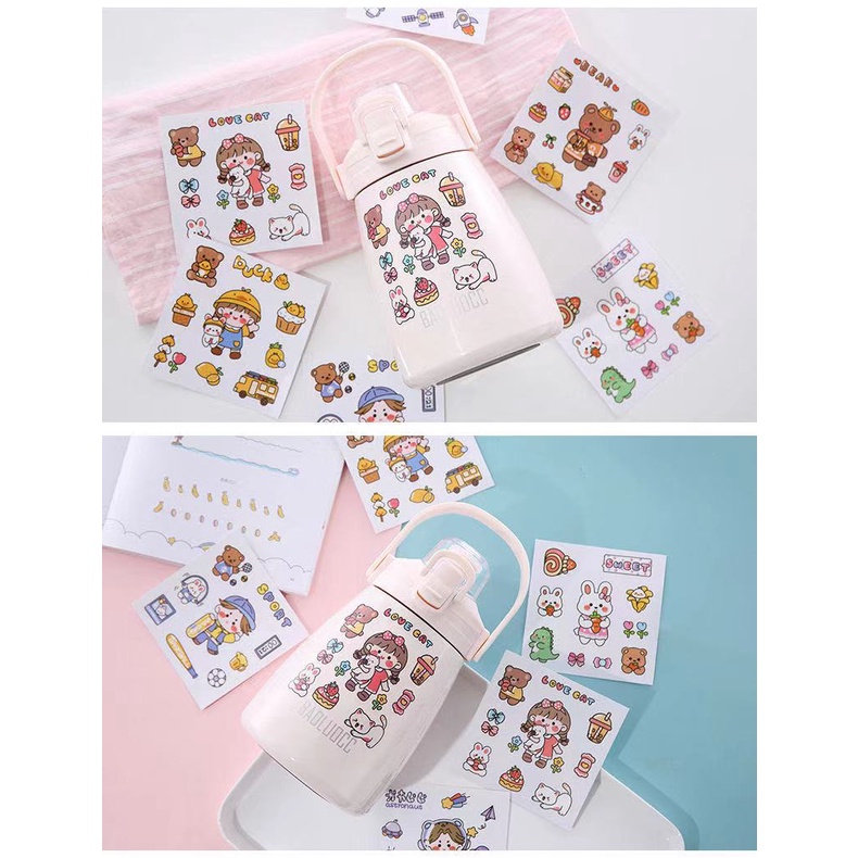 Sticker Dán Trang Trí Điện Thoại / Sổ Tay / Nhật Ký Hình Bình Chân Không Hoạt Hình Bằ