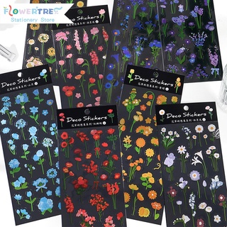 Hình dán hình bông hoa cây cỏ màu sắc trang trí sổ tay xinh xắn