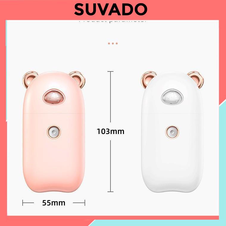 Máy phun sương xông mặt cầm tay, máy phun hơi nước mini giữ ẩm da Nano Mini  dễ thương sạc pin D02 SUVADO