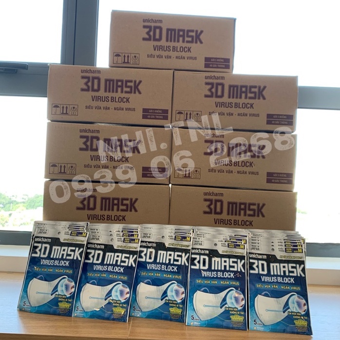 [CHÍNH HÃNG] Full Size S, M, L Gói 5 Miếng Khẩu Trang Unicharm 3D Mask Virus Block Nhật Bản Ngăn Vi Khuẩn | BigBuy360 - bigbuy360.vn