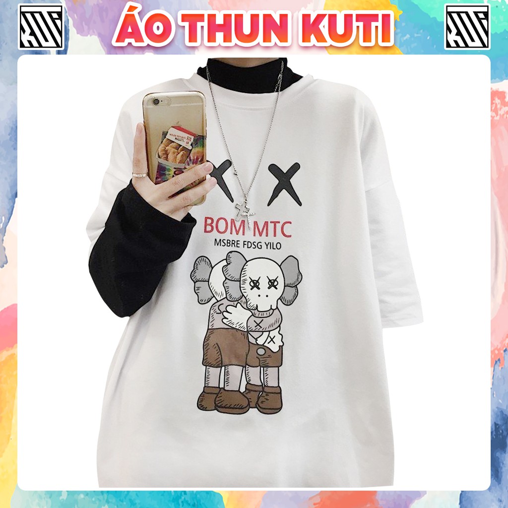 Áo Thun Tay Lỡ Kaws Bom MTC Unisex Kuti Basic Tee Phông Trơn Nam Nữ Form Rộng Oversize 3 Màu Phong Cách Ulzzang Hàn Quốc