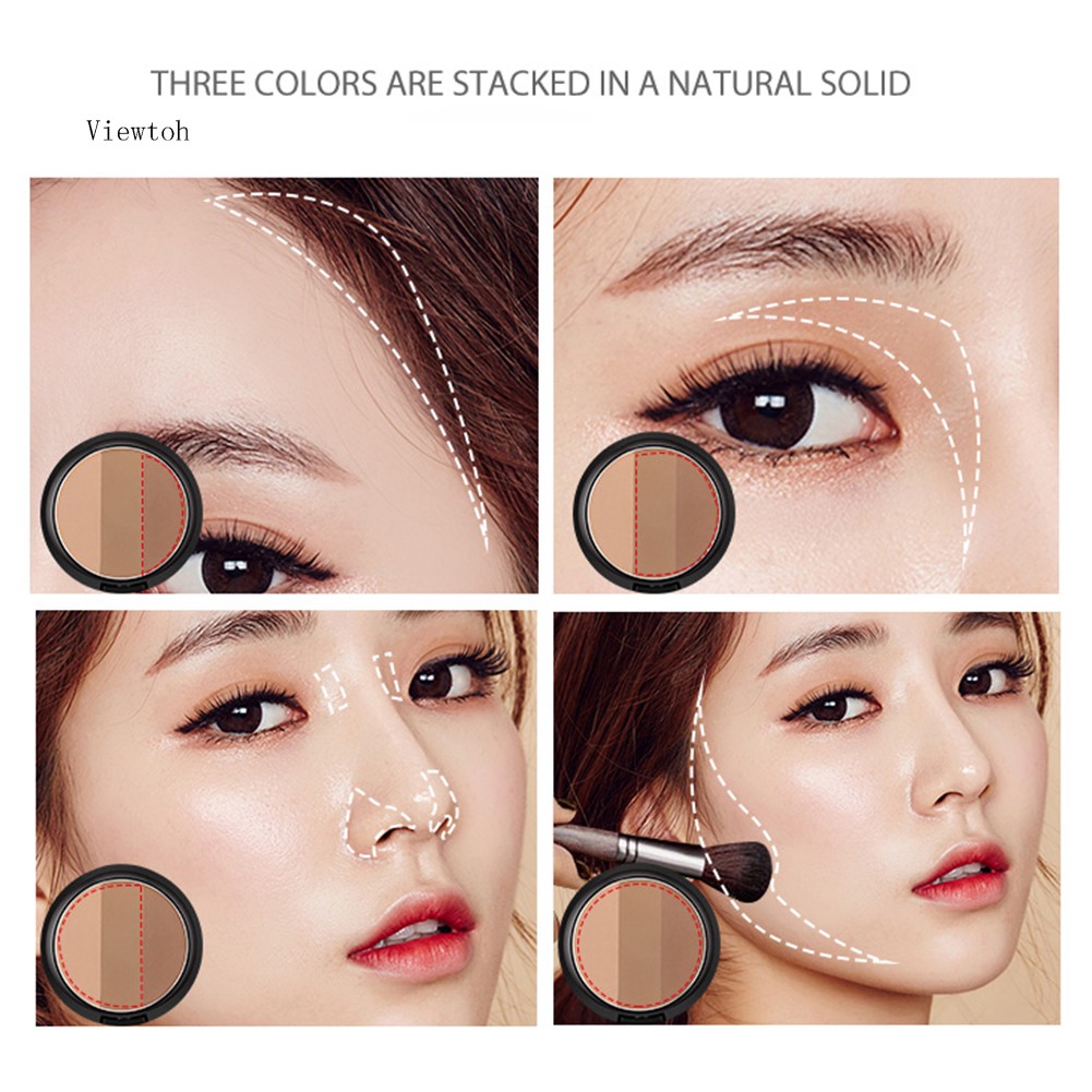 Hộp phấn tạo khối/bắt sáng 3 tông màu lâu trôi chống thấm nước | BigBuy360 - bigbuy360.vn