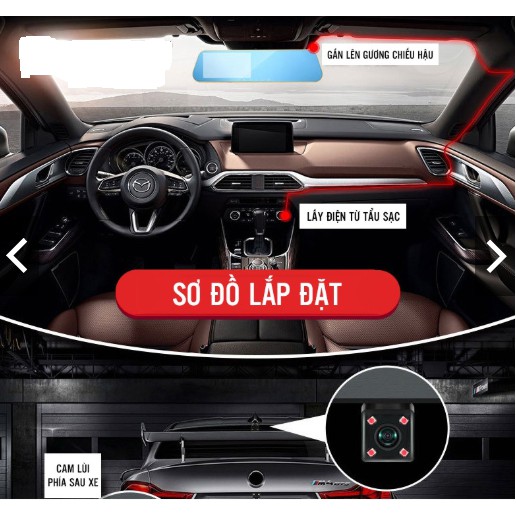 Camera hành trình kẹp gương ô tô kèm camera lùi | BigBuy360 - bigbuy360.vn