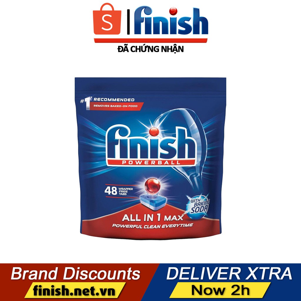 Viên rửa chén bát Finish All In 1 Max - Hương chanh