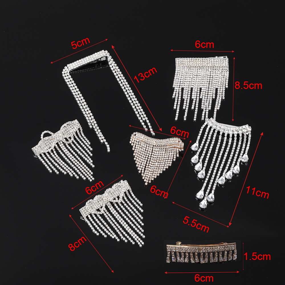 Haimeikang Kẹp tóc đính đá lấp lánh kiểu tua rua thời trang Hàn Quốc sang trọng