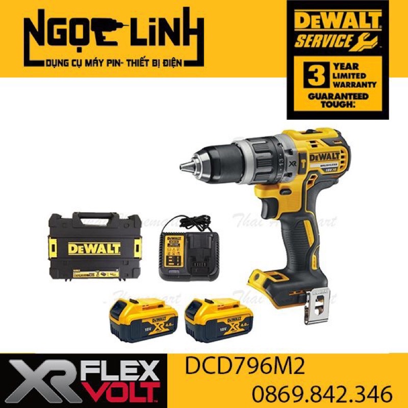 Máy khoan vặn vít động lực Dewalt DCD796M2 (Dewalt 796M2, DCD796M2, 796, Dewalt DCD796M2)