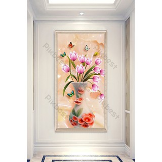 Tranh dán tường 3D Bình Hoa MS1121593
