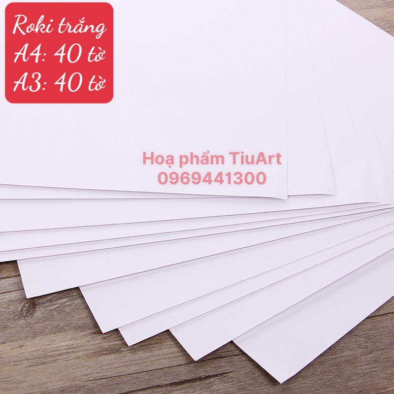 [40 tờ]Giấy Roki trắng A4, A3 vẽ Truyền thần, Marker, Chì màu,...