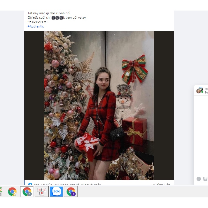 Váy đỏ kẻ đen body cổ V