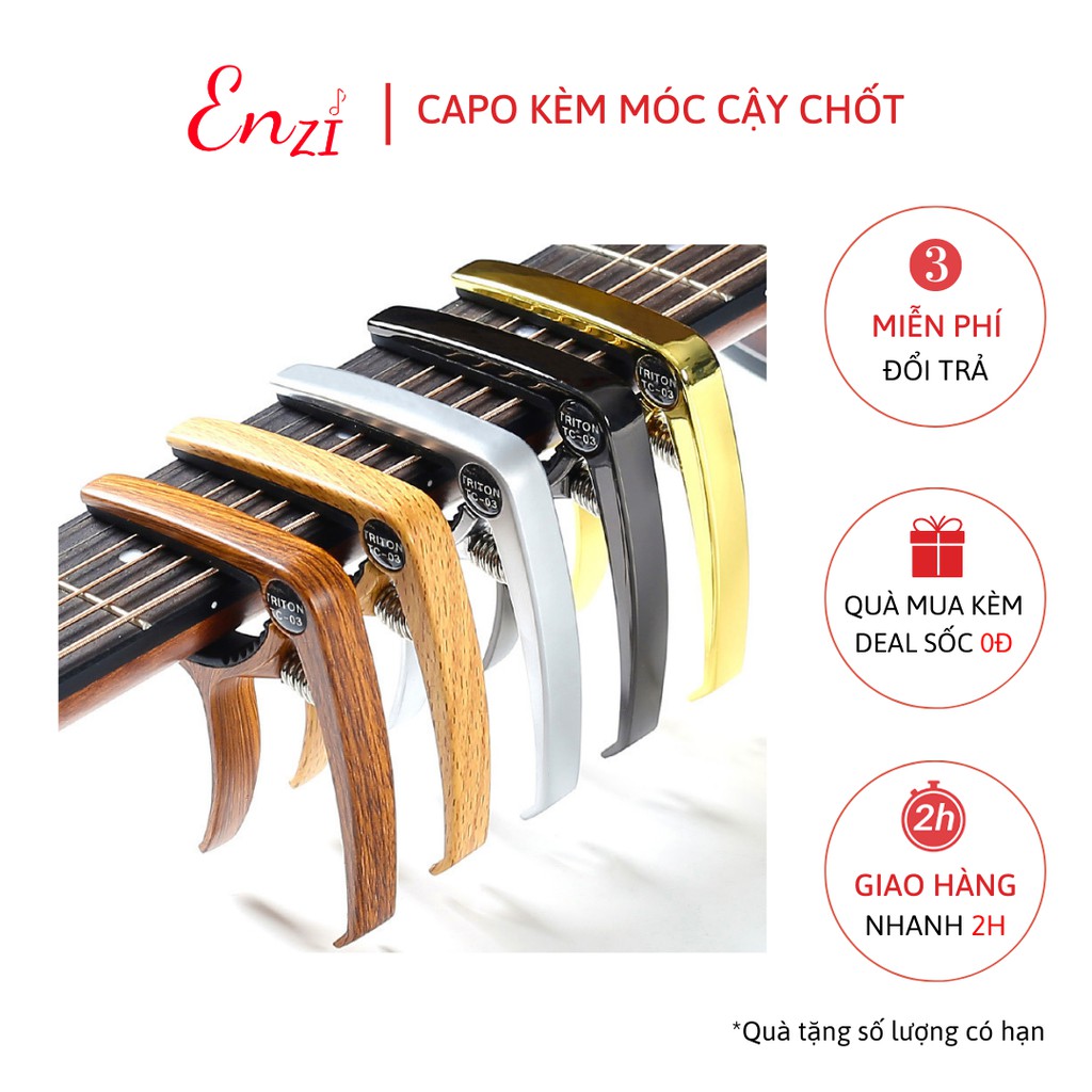 Capo guitar acoustic cao cấp thiết kế kèm cậy nhổ chốt đàn chất lượng dành cho đàn ghi ta sử dụng dây sắt ENZI