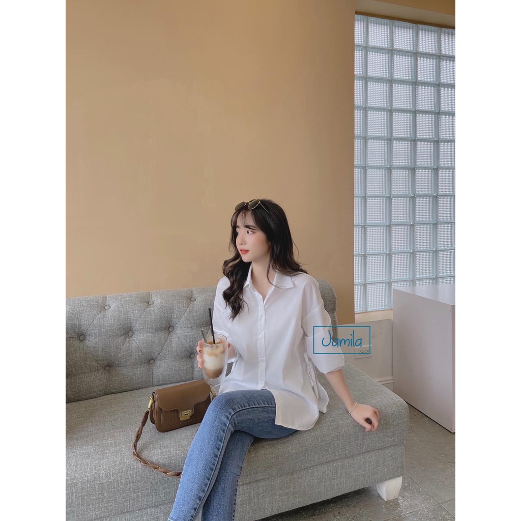Áo sơ mi trắng tiểu thư hàng QCCC viền bèo