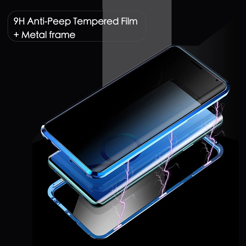 Ốp điện thoại cường lực 2 mặt khung kim loại từ tính chống vỡ cho Samsung S20 S20Plus S20Ultra Note 8 9 10 10 Plus