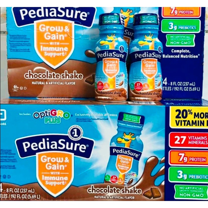 MẪU MỚI - Thùng 24 chai Sữa nước Pediasure Vani & chocolate Optigro Fiber DHA 237ml Mỹ