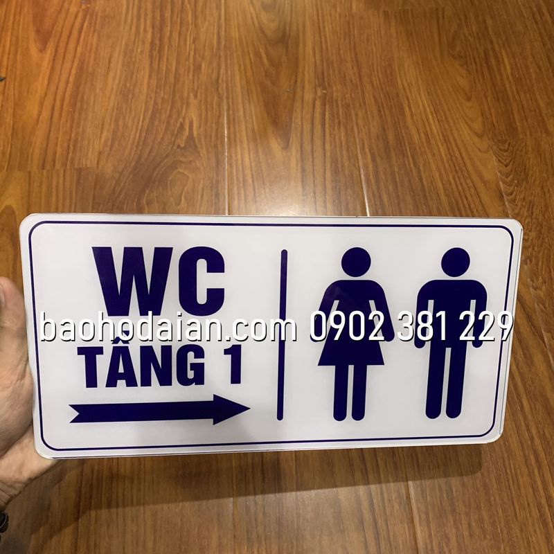 Bảng chỉ dẫn nhà vệ sinh WC nam nữ chất liệu mica 15cm x 30cm
