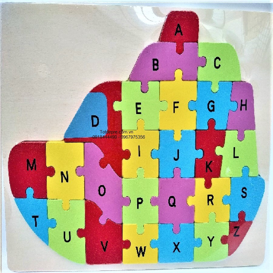 Ghép tranh gỗ kèm học chữ cái Tiếng Anh hàng Cao Cấp