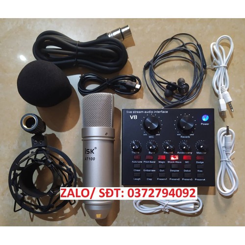 Micro ISK AT100 chính hãng sound card V8 tai nghe AKG-S8 - 312