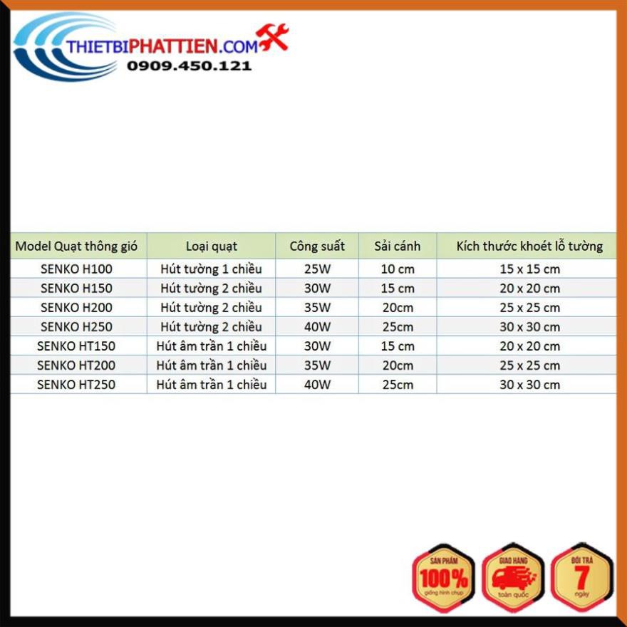 FREESHIP Quạt hút thông gió âm trần 1 chiều Senko HT250 40W cao cấp