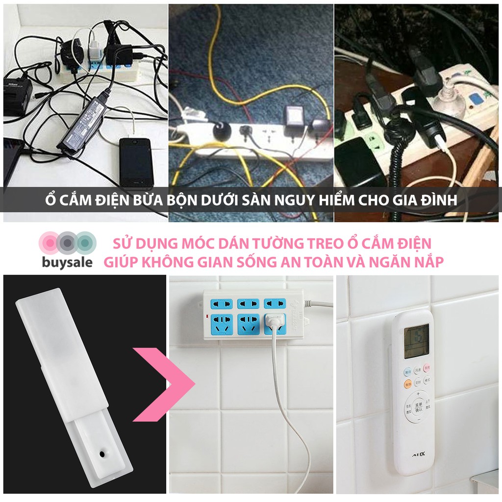 Móc dán tường treo ổ cắm điện, cục phát wifi có thể tháo rời - buysale - BSPK149