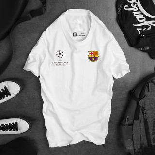 Áo Thun Bóng Đá Barca Cotton Logo Hình In Tay Ngắn Cổ Tròn