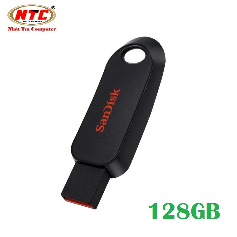 USB 2.0 Sandisk CZ62 Cruzer Snap 128GB kiểu trượt (Đen)