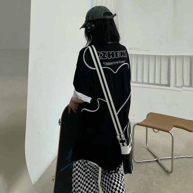 Áo Thun Tay Ngắn Dáng Rộng In Chữ Và Trái Tim Thời Trang Mùa Hè Mới Phong Cách Hàn Quốc Cho Nữ