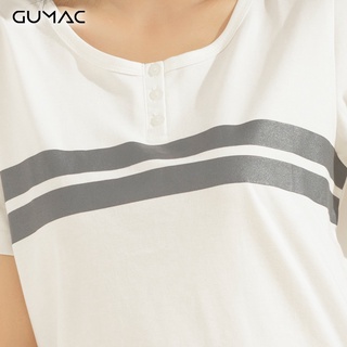 Áo thun nữ sọc 3 nút GUMAC ATA621