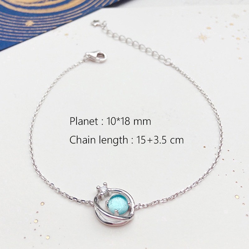 Vòng Ngôi Sao Hành Tinh Chuỗi Hạt Sky Star Planet Blue Crystal Glass Necklace Women Jewelry