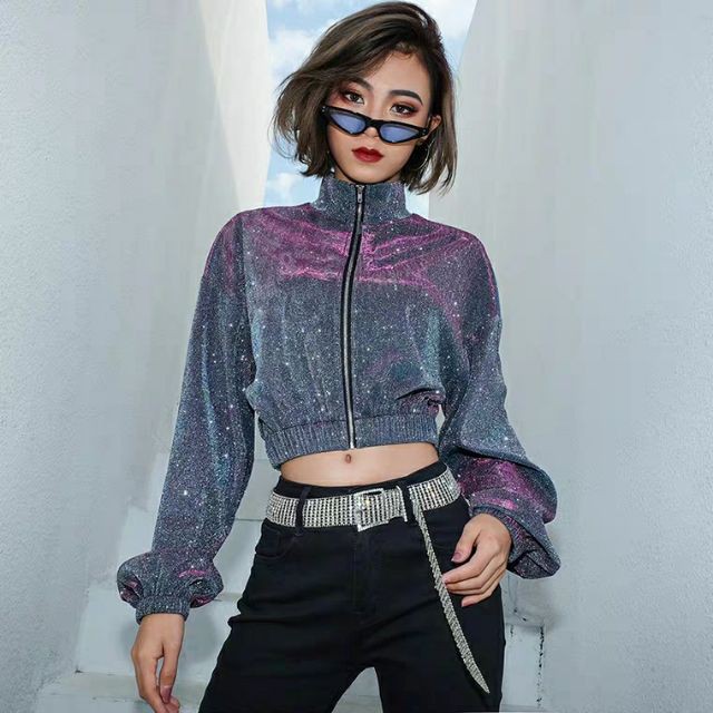 (Sale off) ✨Áo khoác bling bomber croptop kim sa phản quang lấp lánh sành điệu