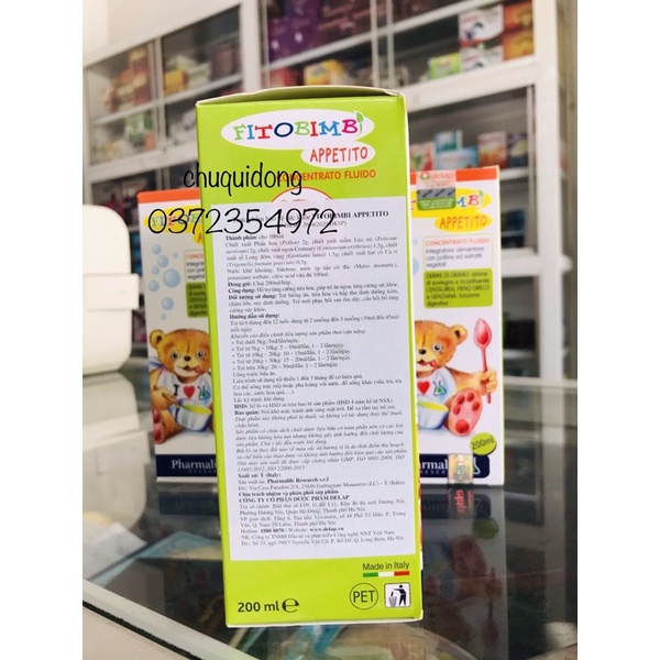 Appetito Fitobimbi_Tăng cường hệ tiêu hoá giúp trẻ ăn ngon miệng hơn chai 200ml
