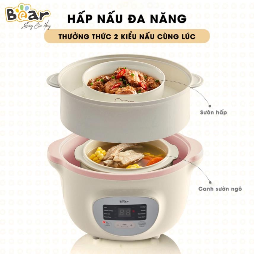 Nồi Nấu Chậm Bear SUBE002 1.6L Nồi Nấu Cháo, Chưng Yến Bear Bản Quốc Tế Bảo Hành 18 Tháng