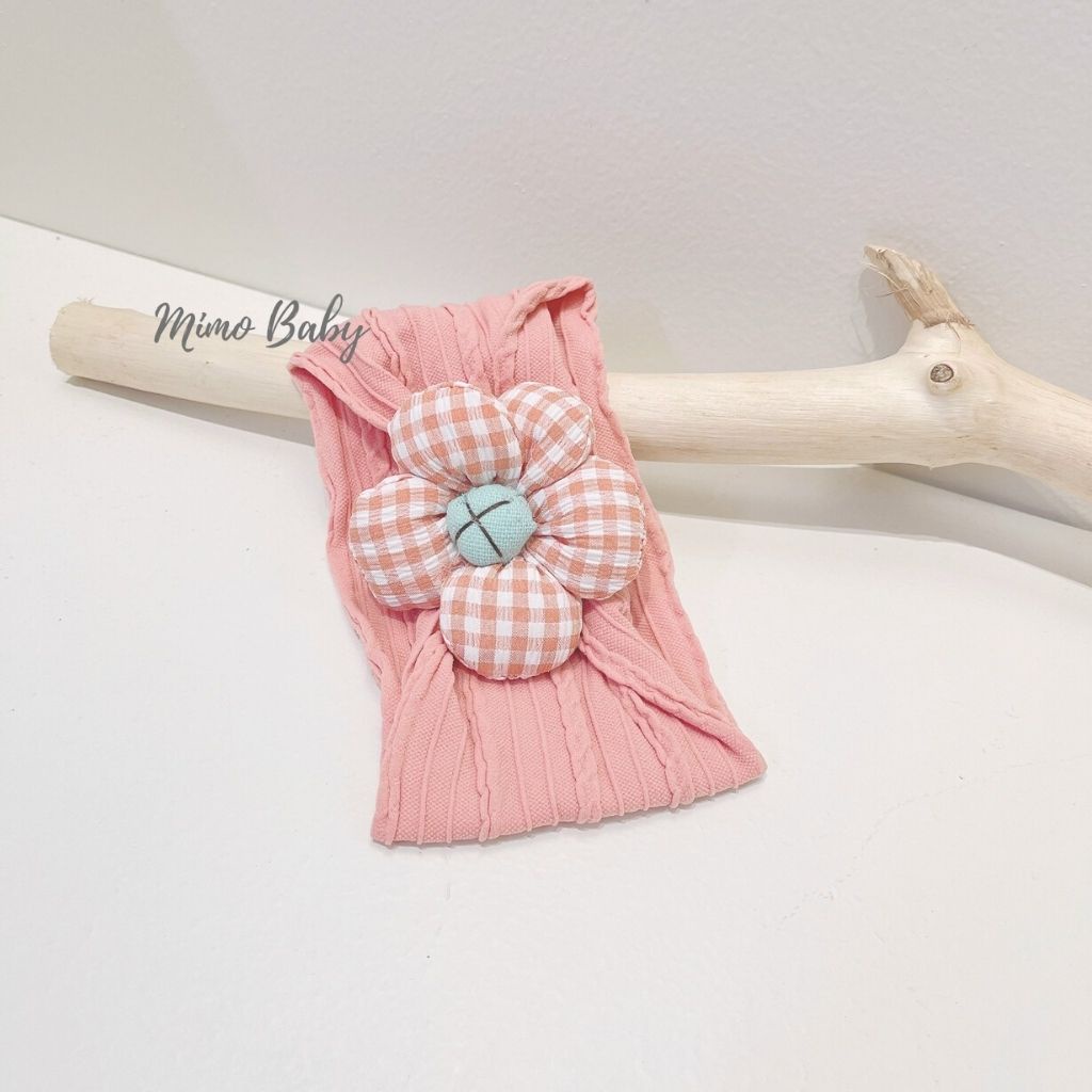 Băng đô thun bản to đính hoa phồng đáng yêu cho bé gái BD66 Mimo Baby