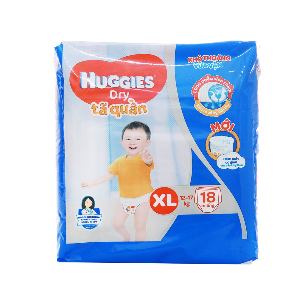 Tã quần Huggies Dry size XL 18 miếng (cho bé 12 - 17kg)