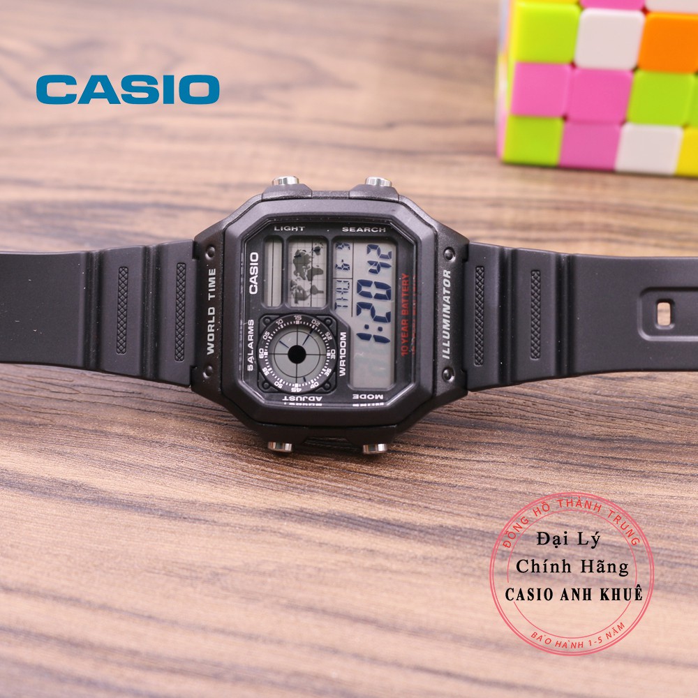 Đồng hồ Nam Casio WorldTime AE-1200WH-1AVDF dây nhựa