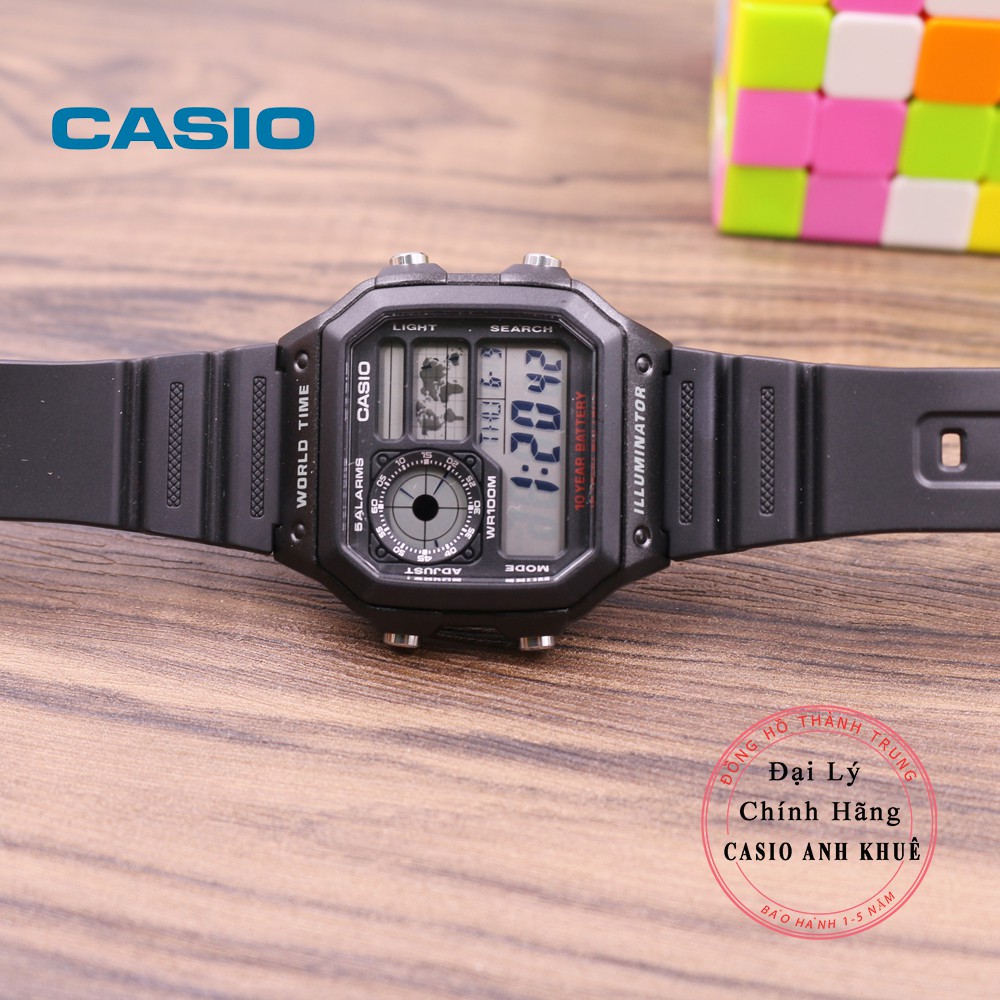 [Mã FARSBR243 giảm 15% đơn 249K] Đồng hồ Nam Casio WorldTime AE-1200WH-1AVDF dây nhựa