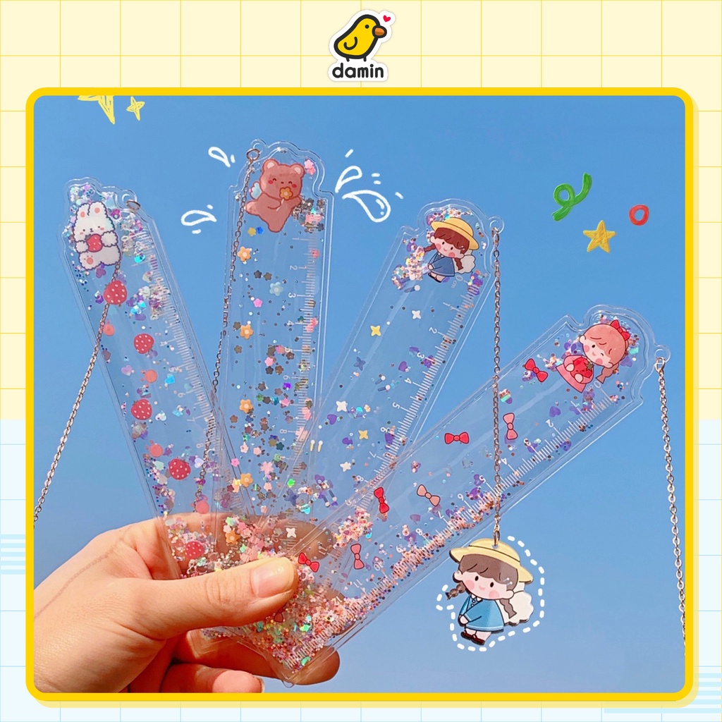 Thước Kẻ Bookmark Nhựa Dẻo Kèm Phụ Kiện Hoạt Hình CUTE